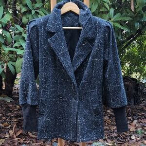 Vintage Double Breasted Stretchy Sweater Style Comfortable Arms Padded Shoulder